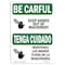 Signmission OSHA CAREFUL Sign, Keep Hands Out Of Machinery Bilingual, 14in X 10in Alum, 10" W, 14" L, Landscape OS-BC-A-1014-L-10031 - alternate 1